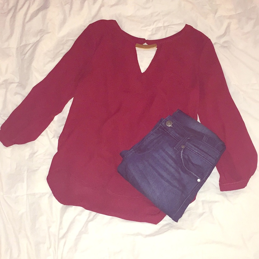 Long sleeve maroon blouse
